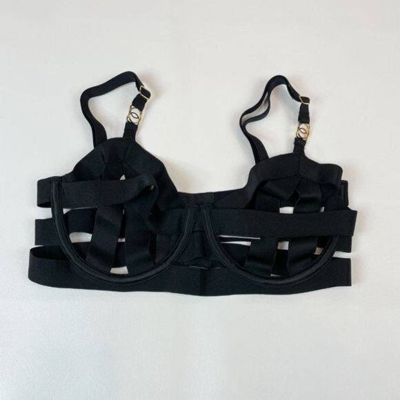 NWOT Victoria's Secret Bra 32D Unlined Balconet Strappy Banded Black - Picture 1 of 7